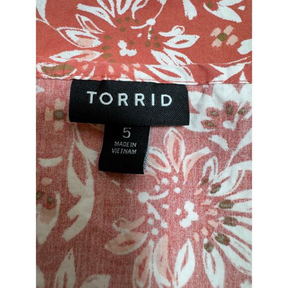 Torrid Women’s Plus Sz Peach Sz 5 V Neck Dress Cottage Core Baby Doll Cotton - Picture 4 of 7